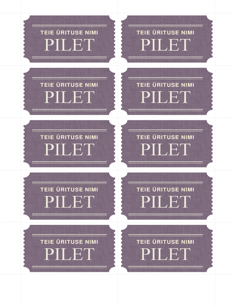 Piletid (10 tk lehel) Piletid (10 tk lehel)