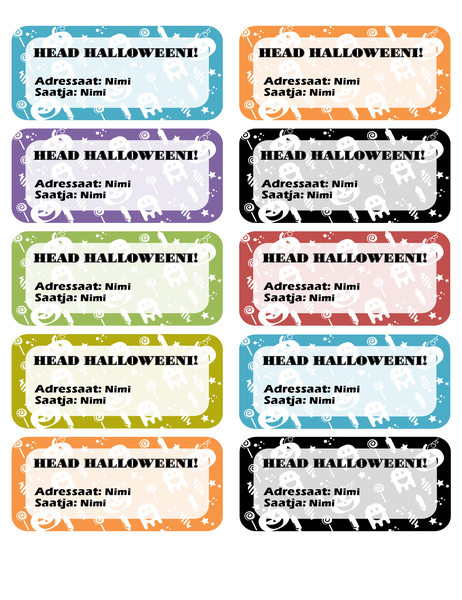Halloweeni sildid (10 tk lehel) Halloweeni sildid (10 tk lehel)