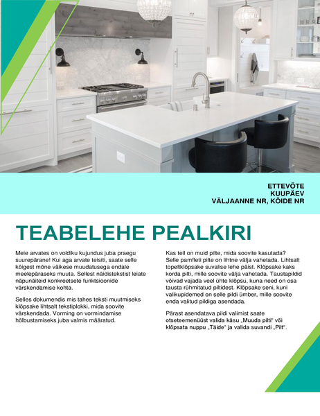 Sisekujunduse teabeleht Sisekujunduse teabeleht