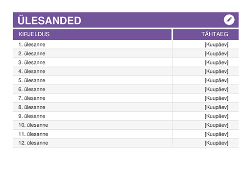 Koduste ülesannete plaanur Koduste ülesannete plaanur