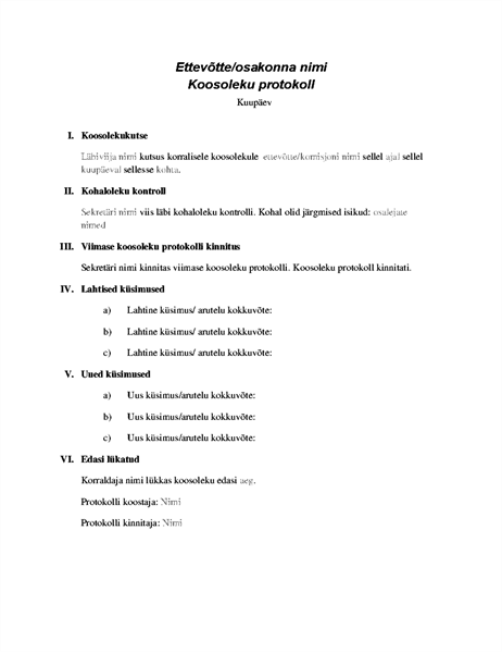 Ametliku koosoleku protokoll