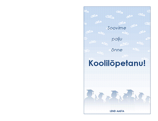 Koolilõpupeo kutse (kujundus Koolilõpupidu, pooleks volditav)