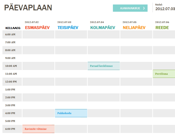 Päevaplaan Päevaplaan