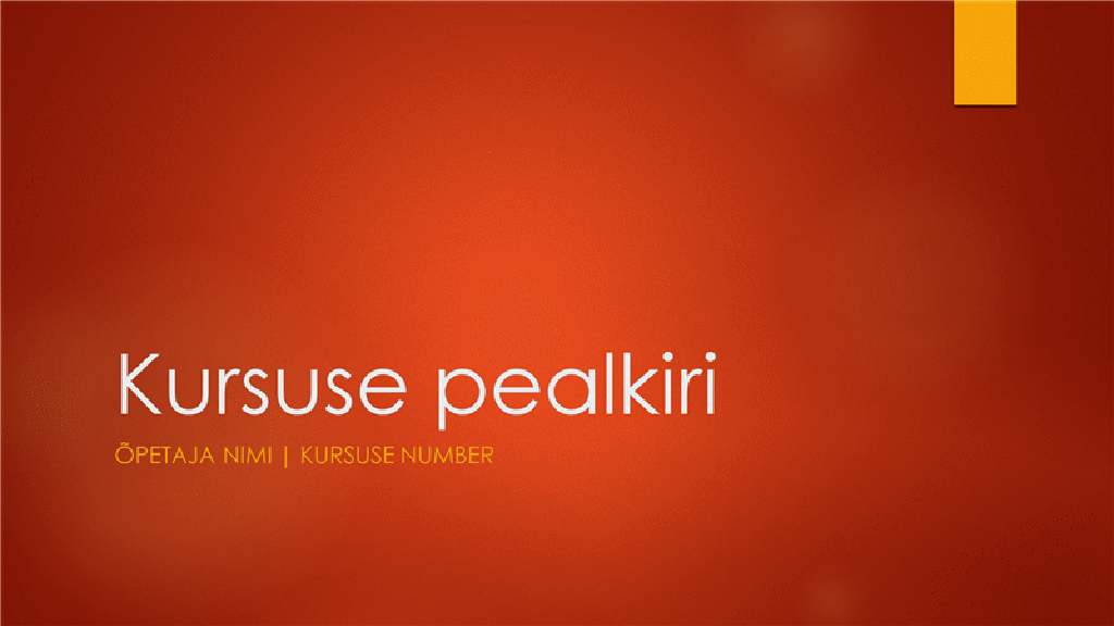 Akadeemilise kursuse ülevaade Akadeemilise kursuse ülevaade