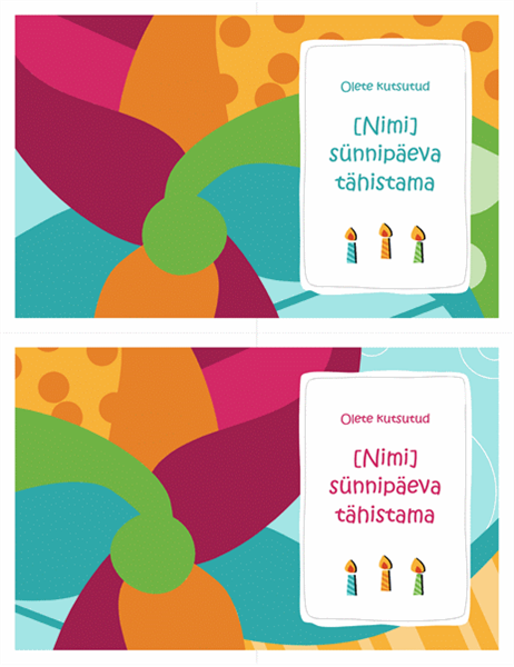 Sünnipäevapeo kutsed (2 kaarti lehel, ergas kujundus) Sünnipäevapeo kutsed (2 kaarti lehel, ergas kujundus)