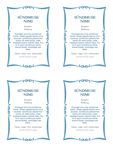 Sündmusekutsed (4 tk ühel lehel) Sündmusekutsed (4 tk ühel lehel)