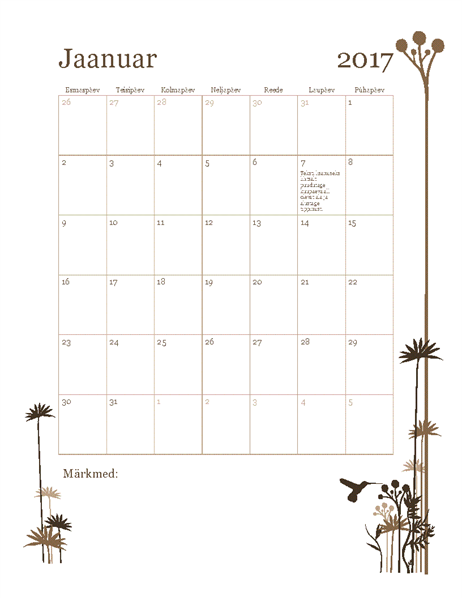 2017. aasta fotokalender (E–P) 2017. aasta fotokalender (E–P)