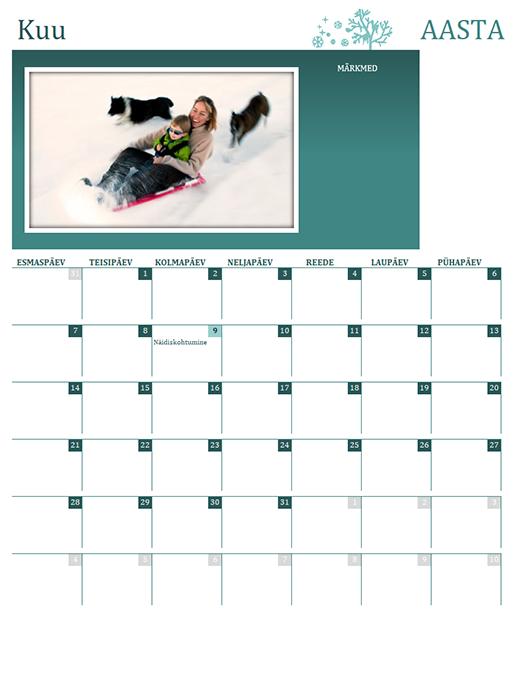 Aastaaegadega perekalender (mis tahes aasta, E–P) Aastaaegadega perekalender (mis tahes aasta, E–P)