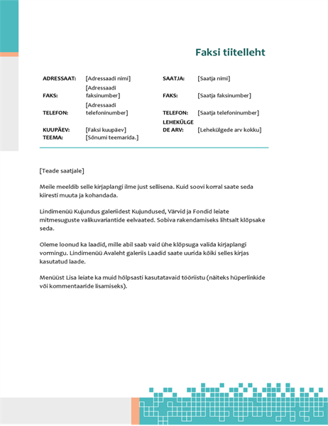 Minimalistlik tehnilise faksi tiitelleht Minimalistlik tehnilise faksi tiitelleht