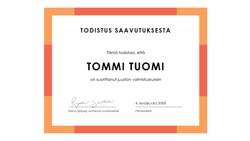 Todistus saavutuksesta (sininen) Todistus saavutuksesta (sininen)