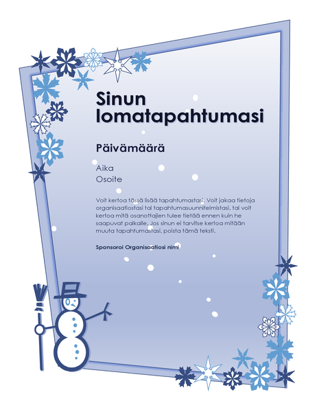 Talvilomatapahtuman mainoslehtinen Talvilomatapahtuman mainoslehtinen