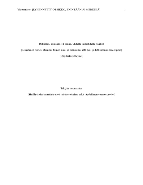 APA-tyylinen kirjoitelma (6. versio) APA-tyylinen kirjoitelma (6. versio)