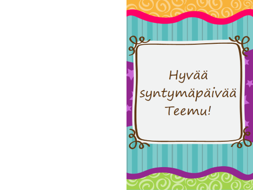 Syntymäpäiväkortti - tähdet ja raidat (lapset, taitettava)