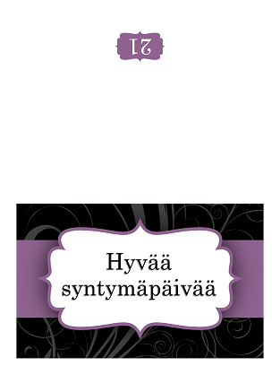 Syntymäpäiväkortti (violetti nauha, taitettava) Syntymäpäiväkortti (violetti nauha, taitettava)