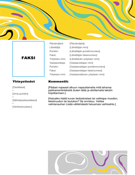 Faksin kansilehti (värikäs pyörre) Faksin kansilehti (värikäs pyörre)