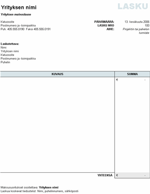 Invoice that calculates total