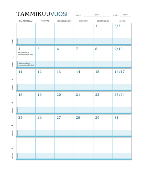 Printable Lesson Plan Calendar