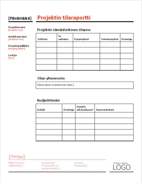 Projektin tilanne (punainen)