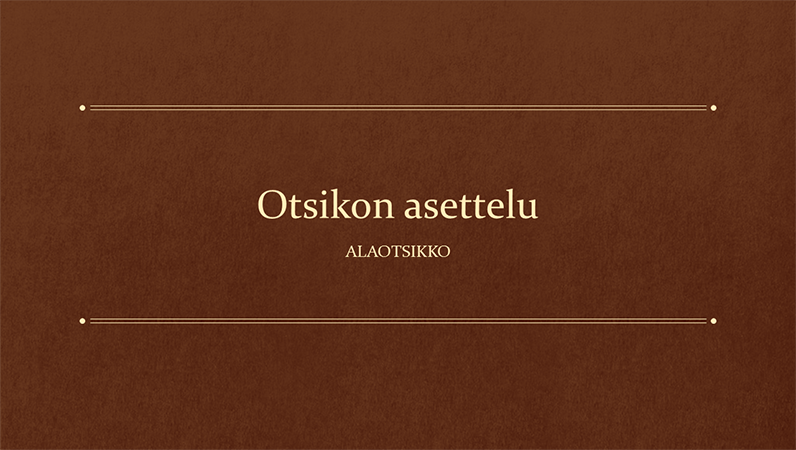 Perinteinen kirja- ja koulutusaiheinen esitys (laajakuva)