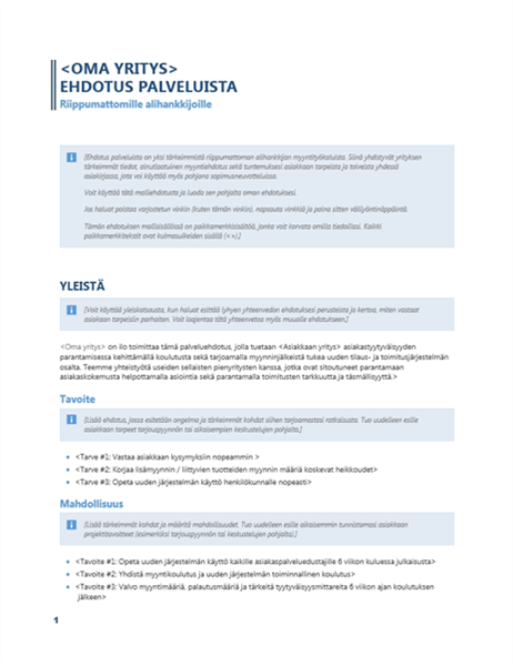 Palveluehdotus Palveluehdotus
