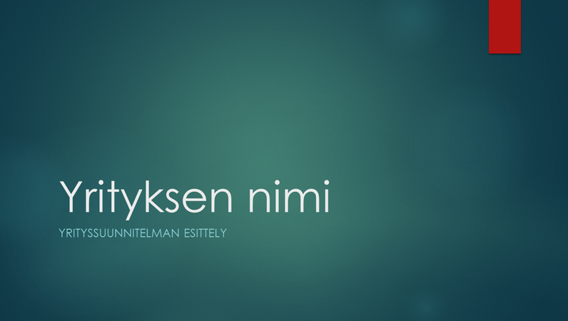 Yrityssuunnitelman esittely (sinivihreä malli, laajakuvainen) Yrityssuunnitelman esittely (sinivihreä malli, laajakuvainen)