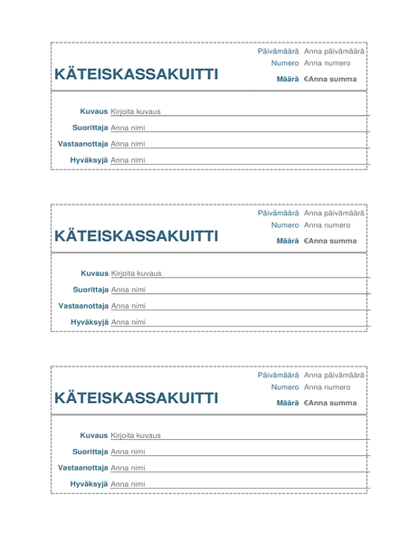 Käteiskassakuitti (3 per sivu) Käteiskassakuitti (3 per sivu)