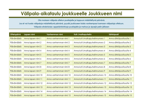 Ilmoittautuminen nuorten urheiluvälipalan tuomiseen Ilmoittautuminen nuorten urheiluvälipalan tuomiseen