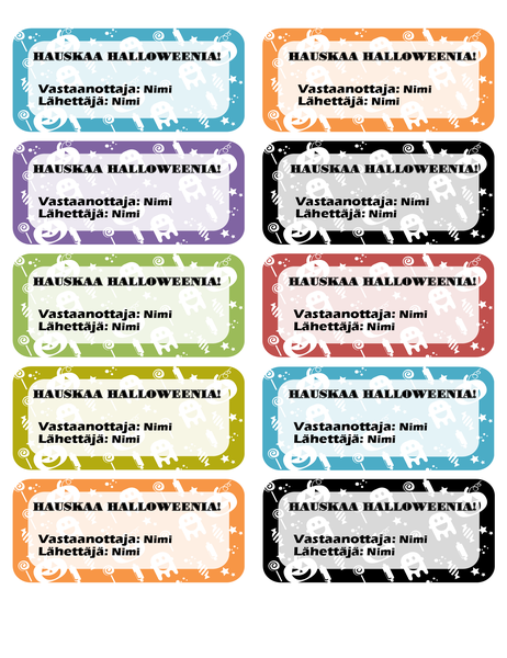 Halloween-tarrat (10 per sivu) Halloween-tarrat (10 per sivu)