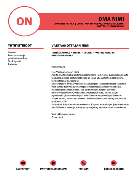 Huoliteltu saatekirje, MOOn suunnittelema Huoliteltu saatekirje, MOOn suunnittelema