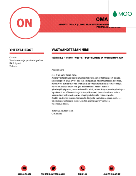 Huoliteltu saatekirje, MOOn suunnittelema Huoliteltu saatekirje, MOOn suunnittelema