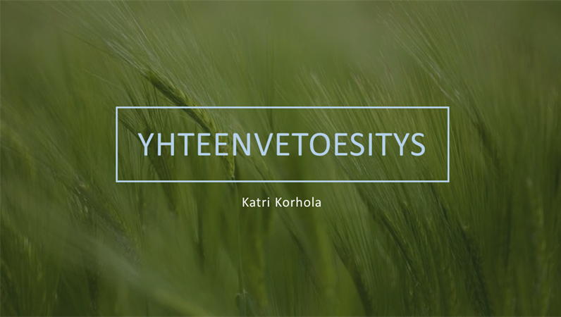 Vihreä yhteenvetoesitys Vihreä yhteenvetoesitys