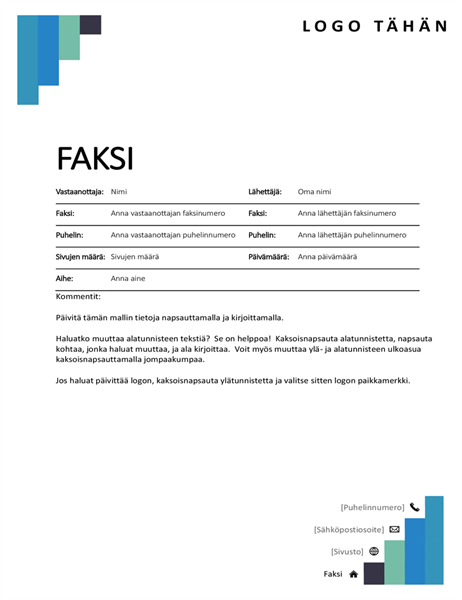 Faksin kansilehti (siniset portaat) Faksin kansilehti (siniset portaat)