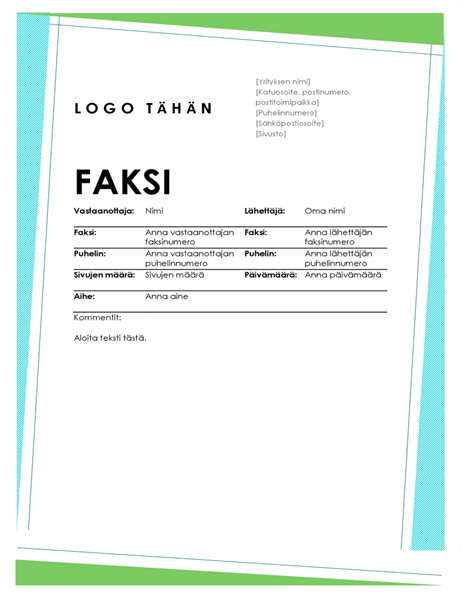 Faksin kansilehti (geometrinen) Faksin kansilehti (geometrinen)