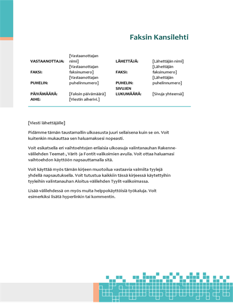 Faksin kansilehti (minimalistinen tekniikka) Faksin kansilehti (minimalistinen tekniikka)
