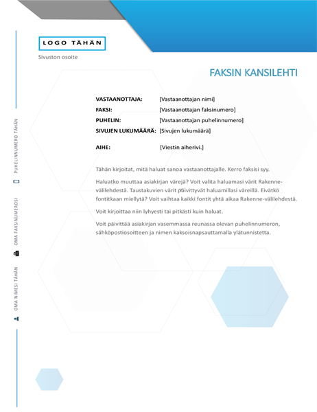 Faksin kansilehti, kuusikulmio Faksin kansilehti, kuusikulmio