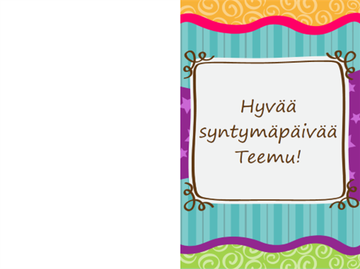 Syntymäpäiväkortti - tähdet ja raidat (lapset, taitettava) Syntymäpäiväkortti - tähdet ja raidat (lapset, taitettava)