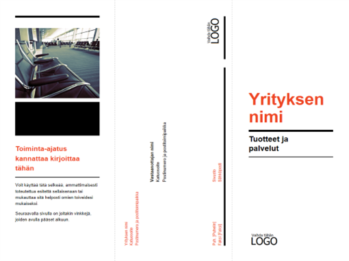 Kolmeen osaan taitettava yritysesite (musta ja punainen) Kolmeen osaan taitettava yritysesite (musta ja punainen)