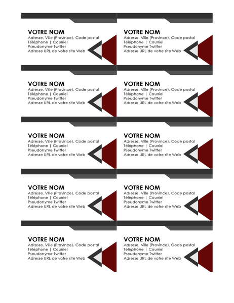Cartes de visite Angles modernes Cartes de visite Angles modernes