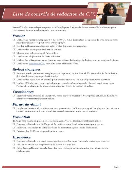 Resume writing checklist Resume writing checklist