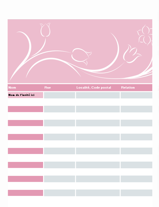 Wedding guest list (with tulips) Wedding guest list (with tulips)