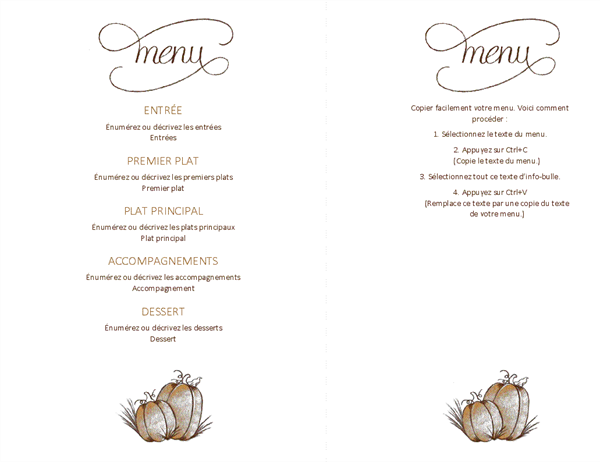 Thanksgiving menu Thanksgiving menu