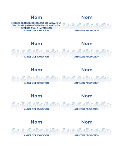 Graduate name cards (10 per page) Graduate name cards (10 per page)