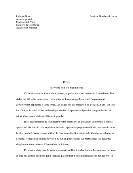 Story manuscript format Story manuscript format