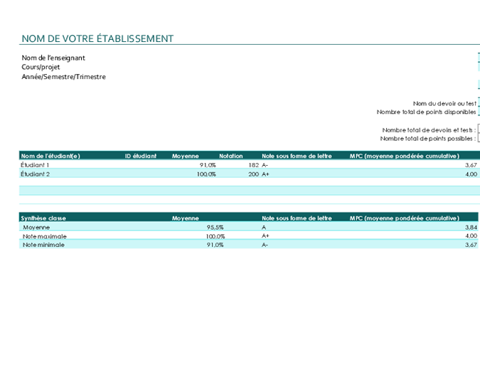 Teacher's grade book (based on points) Teacher's grade book (based on points)