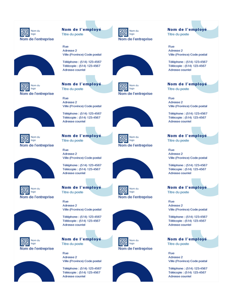 Cartes de visite (conception Arc, 10 par page) Cartes de visite (conception Arc, 10 par page)