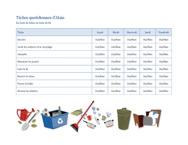 Checklist for a child's household chores Checklist for a child's household chores