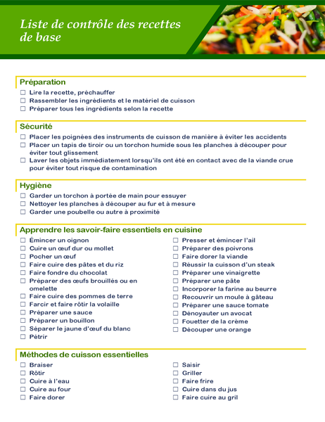 Cooking basics checklist Cooking basics checklist