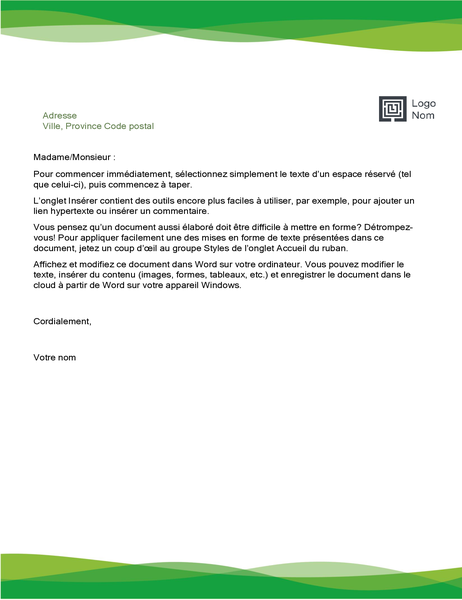 En-tête de lettre (conception Vague verte) En-tête de lettre (conception Vague verte)