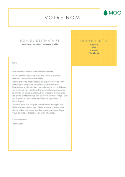 Crisp and clean cover letter, designed by MOO Crisp and clean cover letter, designed by MOO