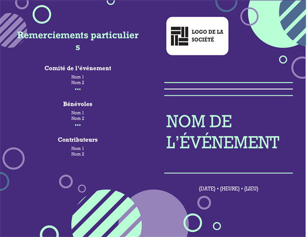 Programme concernant l’événement d’entreprise Programme concernant l’événement d’entreprise